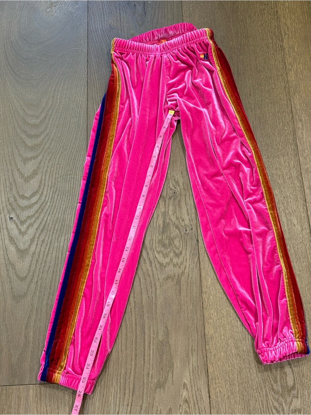 Aviator Nation Pink Classic Velvet Rainbow 5-Stripe Sweatpants Joggers Rare - XS - Picture 9 of 9